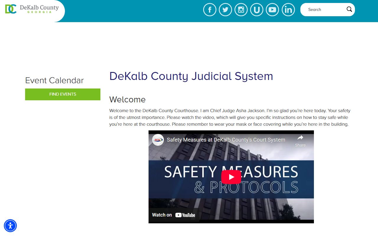 DeKalb County judicial system website showing court information for dissolution of marriage records