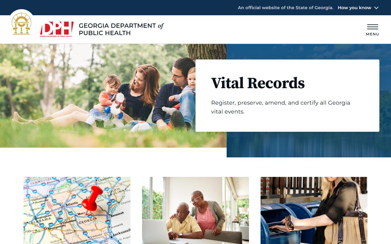 Georgia Department of Public Health vital records page for dissolution of marriage information