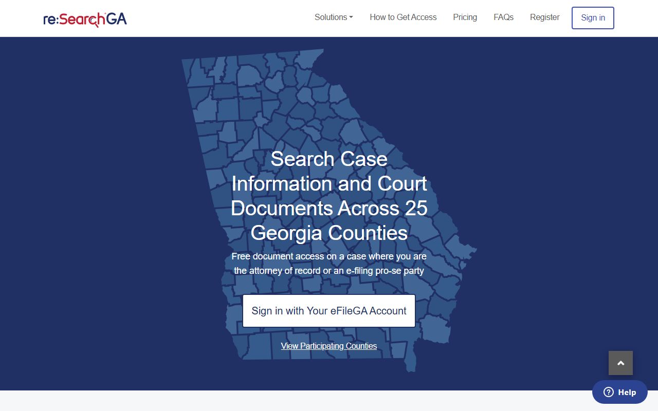 re:SearchGA case search tool for finding dissolution of marriage records across multiple Georgia counties